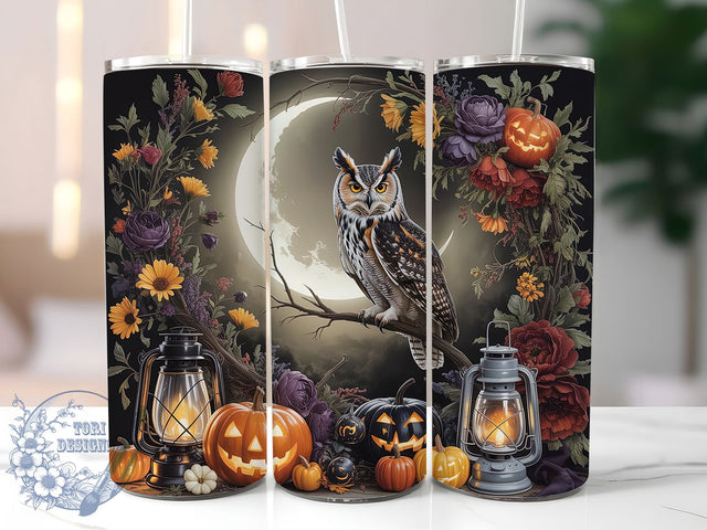 Spooky Gothic Owl Halloween Night Tumbler, Halloween Owl Wrap, Fall Owl Sublimation, Haunted Forest Cup, Gothic Owl Drinkware, Autumn Night Tumbler, Witchy Owl Design Sublimation ToriDesigns 