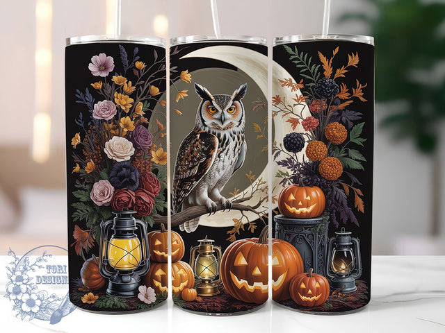 Spooky Gothic Owl Halloween Night Tumbler, Halloween Owl Wrap, Fall Owl Sublimation, Haunted Forest Cup, Gothic Owl Drinkware, Autumn Night Tumbler, Witchy Owl Design Sublimation ToriDesigns 