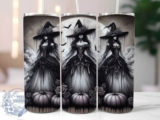 Spooky Gothic Witch Ghost Tumbler Wrap, Gothic Ghost Wrap, Halloween 20Oz Design, Dark Witch Cup Wrap, Gothic Halloween Drinkware, Spooky Ghost Tumbler, Witchy Halloween Mug Design Sublimation ToriDesigns 