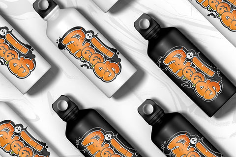 Spooky Graffiti Halloween Lettering – Pumpkin & Skull Vector PNG SVG Mozzatype 