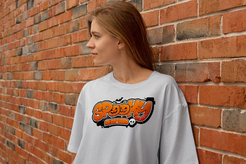 Spooky Graffiti Halloween Lettering – Pumpkin & Skull Vector PNG SVG Mozzatype 