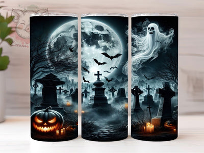 Spooky Graveyard Halloween Ghost Tumbler, Graveyard Ghost Wrap, Ghostly Spirit Cup, 20Oz Sublimation Design, Haunted Graveyard Drinkware, Fall Halloween Mug, Kawaii Ghost Tumbler Sublimation Lara' s Designs 