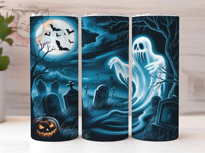 Spooky Graveyard Halloween Ghost Tumbler, Graveyard Ghost Wrap, Ghostly Spirit Cup, 20Oz Sublimation Design, Haunted Graveyard Drinkware, Fall Halloween Mug, Kawaii Ghost Tumbler Sublimation Lara' s Designs 