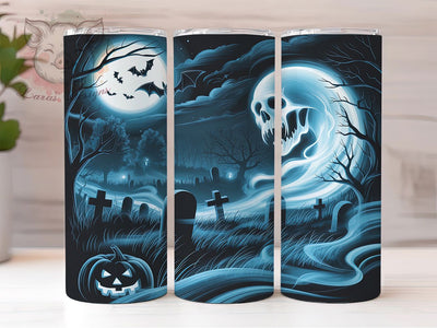 Spooky Graveyard Halloween Ghost Tumbler, Graveyard Ghost Wrap, Ghostly Spirit Cup, 20Oz Sublimation Design, Haunted Graveyard Drinkware, Fall Halloween Mug, Kawaii Ghost Tumbler Sublimation Lara' s Designs 