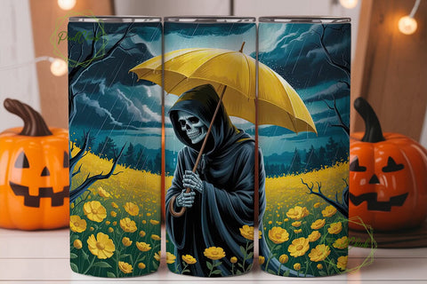 Spooky Grim Reaper 20oz Tumbler Wrap Sublimation PixelChick 
