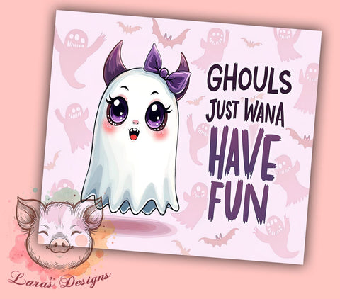 Spooky Halloween 20 oz Skinny Tumbler Sublimation Design, Straight & Tapered Tumbler Png, Ghouls Just Wanna Have Fun Tumbler Png, Digital Download PNG Sublimation Lara' s Designs 