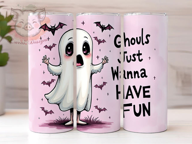 Spooky Halloween 20 oz Skinny Tumbler Sublimation Design, Straight & Tapered Tumbler Png, Ghouls Just Wanna Have Fun Tumbler Png, Digital Download PNG Sublimation Lara' s Designs 
