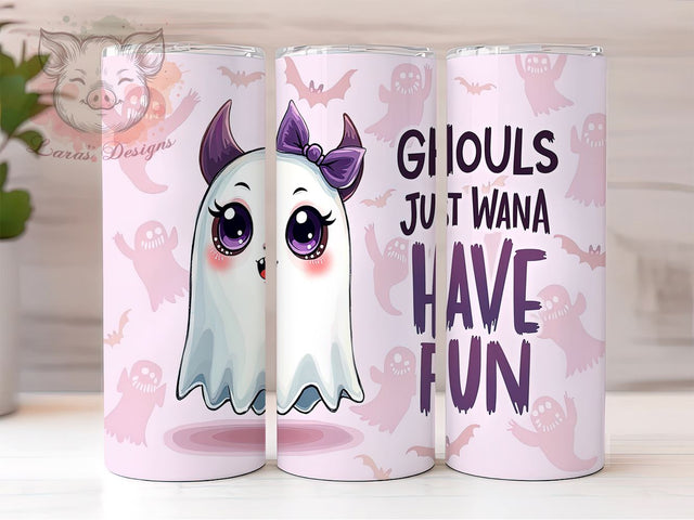 Spooky Halloween 20 oz Skinny Tumbler Sublimation Design, Straight & Tapered Tumbler Png, Ghouls Just Wanna Have Fun Tumbler Png, Digital Download PNG Sublimation Lara' s Designs 