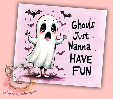 Spooky Halloween 20 oz Skinny Tumbler Sublimation Design, Straight & Tapered Tumbler Png, Ghouls Just Wanna Have Fun Tumbler Png, Digital Download PNG Sublimation Lara' s Designs 