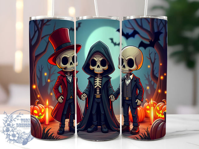Spooky Halloween 20oz Skinny Tumbler PNG, Spooky Skeleton Tumbler Sublimation Wrap, Straight & Tapered Tumbler Wrap, Instant Digital Download Sublimation ToriDesigns 