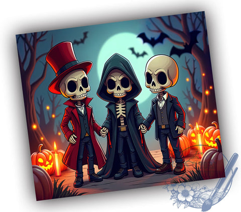 Spooky Halloween 20oz Skinny Tumbler PNG, Spooky Skeleton Tumbler Sublimation Wrap, Straight & Tapered Tumbler Wrap, Instant Digital Download Sublimation ToriDesigns 