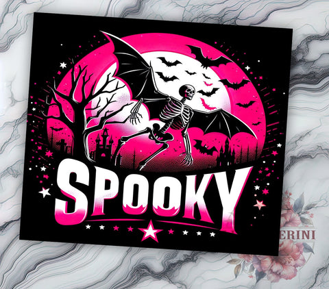Spooky Halloween 20oz Tumbler Wrap PNG, Skeleton Halloween Tumbler Png, Straight & Tapered Tumbler Wrap, Instant Digital Download Sublimation Li Zamperini 