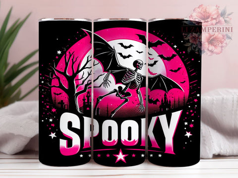 Spooky Halloween 20oz Tumbler Wrap PNG, Skeleton Halloween Tumbler Png, Straight & Tapered Tumbler Wrap, Instant Digital Download Sublimation Li Zamperini 