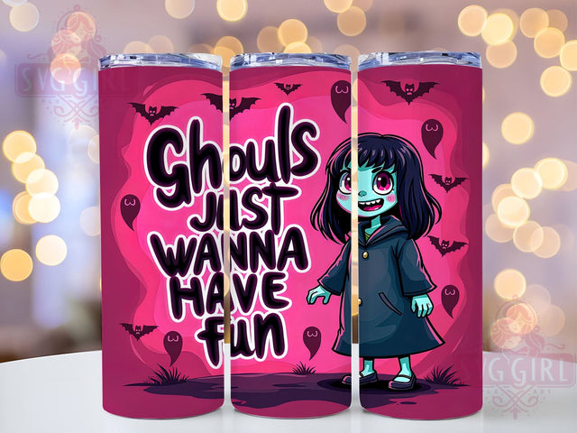 Spooky Halloween 20oz Tumbler Wrap Sublimation Design, Straight Tapered Tumbler Wrap, Ghouls Just Wanna Have Fun Tumbler Png, Instant Digital Download Sublimation SvggirlplusArt 