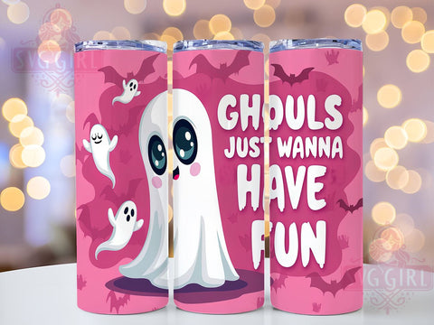 Spooky Halloween 20oz Tumbler Wrap Sublimation Design, Straight Tapered Tumbler Wrap, Ghouls Just Wanna Have Fun Tumbler Png, Instant Digital Download Sublimation SvggirlplusArt 