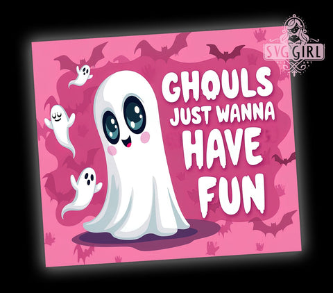 Spooky Halloween 20oz Tumbler Wrap Sublimation Design, Straight Tapered Tumbler Wrap, Ghouls Just Wanna Have Fun Tumbler Png, Instant Digital Download Sublimation SvggirlplusArt 