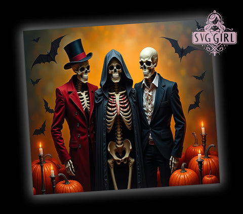 Spooky Halloween 20oz Tumbler Wrap Sublimation Design, Straight Tapered Tumbler Wrap, Skeleton Tumbler Png, Instant Digital Download Sublimation SvggirlplusArt 