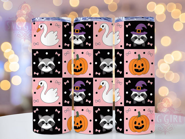 Spooky Halloween Animals Creepy Cute Tumbler, Spooky Animal Wrap, Haunted Creatures Cup, 20Oz Sublimation Tumbler, Festive Animal Drinkware, Creepy Cute Gift, Autumn Halloween Wrap Sublimation SvggirlplusArt 