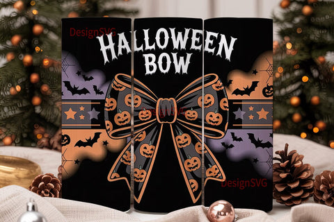 Spooky Halloween Bow 20oz Tumbler Wrap Sublimation DesignSVG 