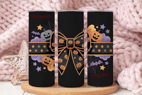 Spooky Halloween Bow 20oz Tumbler Wrap Sublimation DesignSVG 