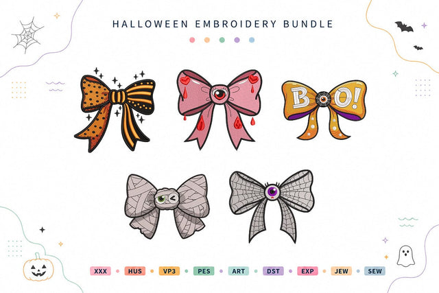 Spooky Halloween Bow Embroidery Bundle Embroidery/Applique DESIGNS sg embroidery 