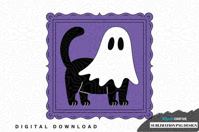 Spooky halloween cat and ghost sublimation png design Sublimation Regulrcrative 