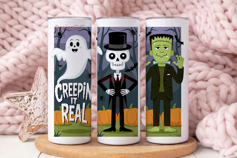 Spooky Halloween Characters 20oz Tumbler Sublimation DesignSVG 