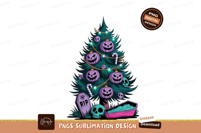 Spooky Halloween Christmas Tree Decorations pumpkins Sublimation Designangry 