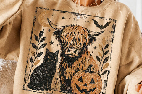 Spooky Halloween Cow Cat Pumpkin Png SVG DesignDestine 
