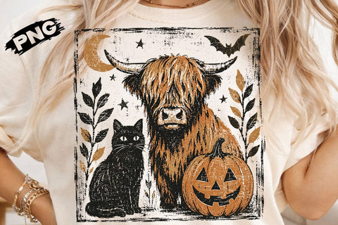 Spooky Halloween Cow Cat Pumpkin Png SVG DesignDestine 