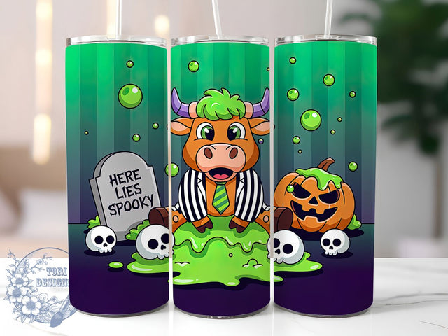 Spooky Halloween Cow Tumbler Wrap, Ghoul Halloween Wrap, Spooky Cow Cup, 20oz Sublimation, Here Lies Spooky Mug, Halloween Cow Design, Cute Spooky Tumbler Sublimation ToriDesigns 