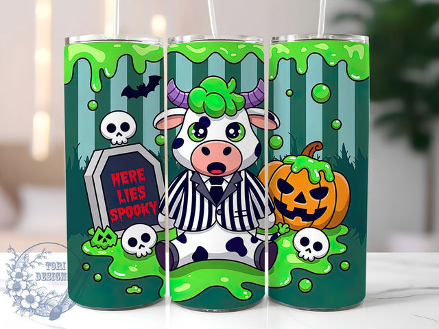 Spooky Halloween Cow Tumbler Wrap, Ghoul Halloween Wrap, Spooky Cow Cup, 20oz Sublimation, Here Lies Spooky Mug, Halloween Cow Design, Cute Spooky Tumbler Sublimation ToriDesigns 