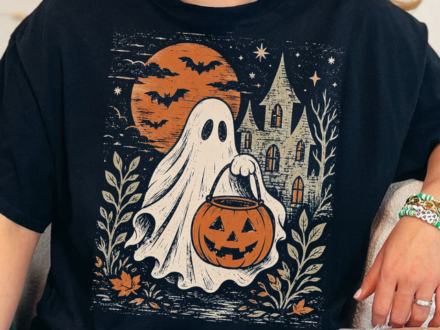 Spooky Halloween Cute Ghost Pumpkin PNG SVG DesignDestine 
