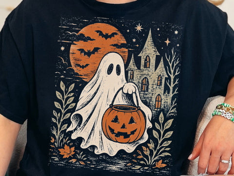 Spooky Halloween Cute Ghost Pumpkin PNG SVG DesignDestine 