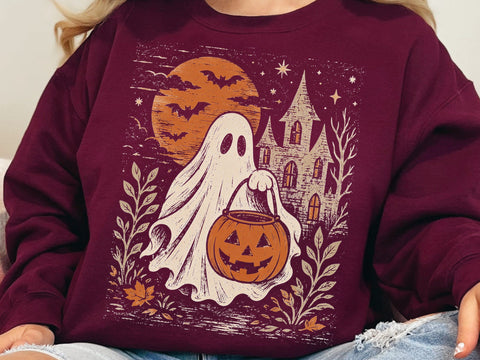 Spooky Halloween Cute Ghost Pumpkin PNG SVG DesignDestine 