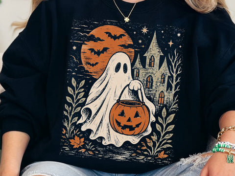 Spooky Halloween Cute Ghost Pumpkin PNG SVG DesignDestine 
