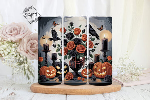 Spooky Halloween Floral 20oz Tumbler Sublimation sassyprint 