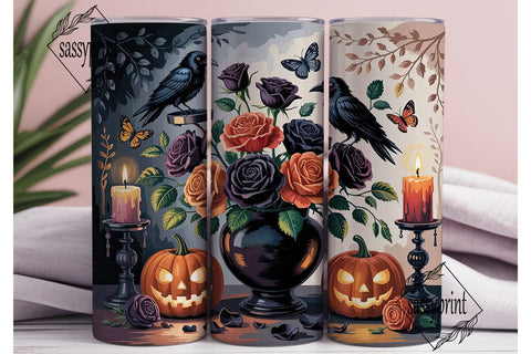 Spooky Halloween Floral 20oz Tumbler Sublimation sassyprint 