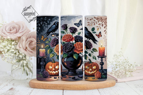 Spooky Halloween Floral 20oz Tumbler Sublimation sassyprint 