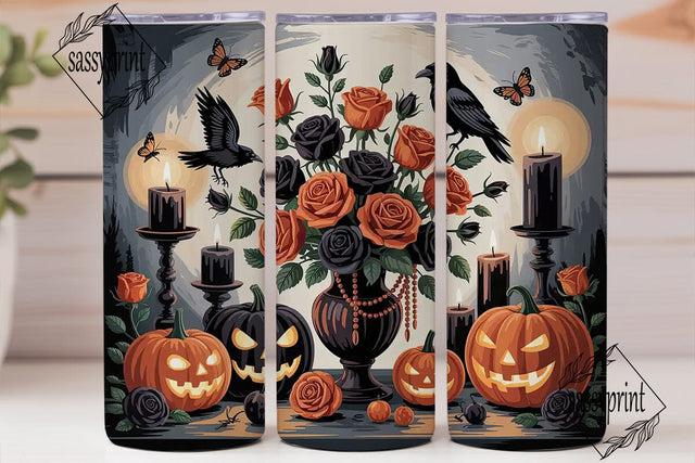 Spooky Halloween Floral 20oz Tumbler Sublimation sassyprint 