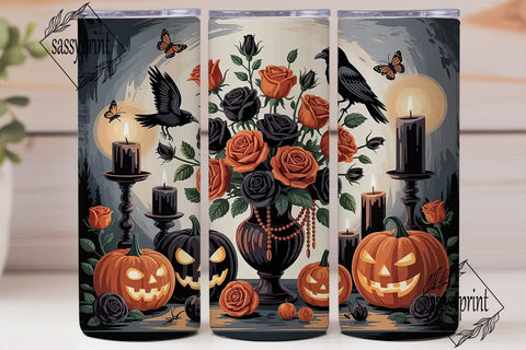 Spooky Halloween Floral 20oz Tumbler Sublimation sassyprint 