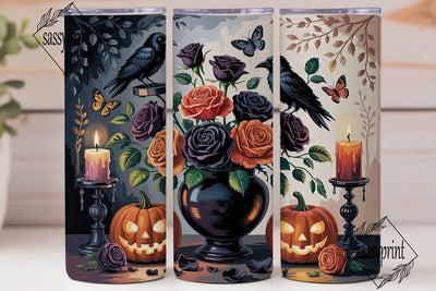 Spooky Halloween Floral 20oz Tumbler Sublimation sassyprint 