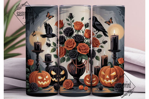 Spooky Halloween Floral 20oz Tumbler Sublimation sassyprint 