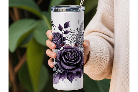 Spooky Halloween Floral Skull Tumbler Sublimation DesignSVG 