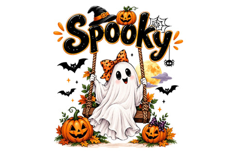 Spooky Halloween Ghost Clipart Sublimation SVGArt 
