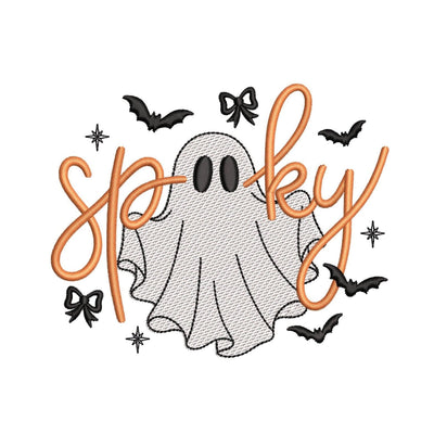 Spooky Halloween Ghost Machine Embroidery Design with Bats and Bows for 5x7–8x8 Digital File Embroidery/Applique DESIGNS Nino Nadaraia 