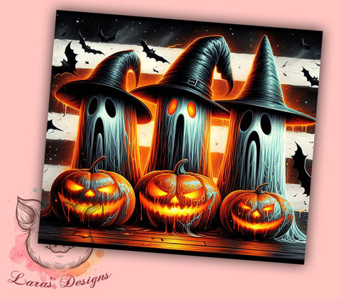 Spooky Halloween Ghosts 20 oz Skinny Tumbler Sublimation Design, Straight & Tapered Tumbler Png, Spooky Tumbler Png, Digital Download PNG Sublimation Lara' s Designs 