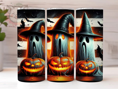 Spooky Halloween Ghosts 20 oz Skinny Tumbler Sublimation Design, Straight & Tapered Tumbler Png, Spooky Tumbler Png, Digital Download PNG Sublimation Lara' s Designs 