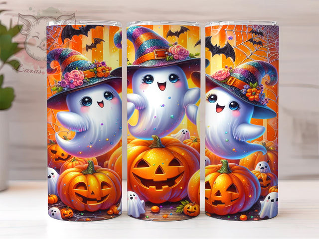 Spooky Halloween Ghosts 20 oz Skinny Tumbler Sublimation Design, Straight & Tapered Tumbler Png, Spooky Vibes Tumbler Png, Digital Download PNG Sublimation Lara' s Designs 