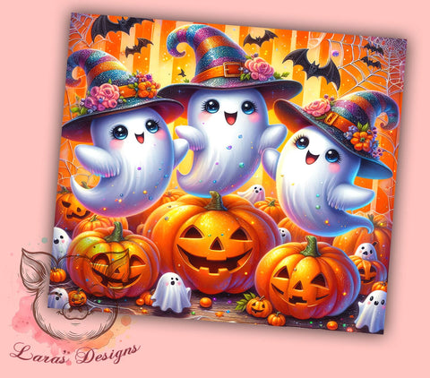 Spooky Halloween Ghosts 20 oz Skinny Tumbler Sublimation Design, Straight & Tapered Tumbler Png, Spooky Vibes Tumbler Png, Digital Download PNG Sublimation Lara' s Designs 